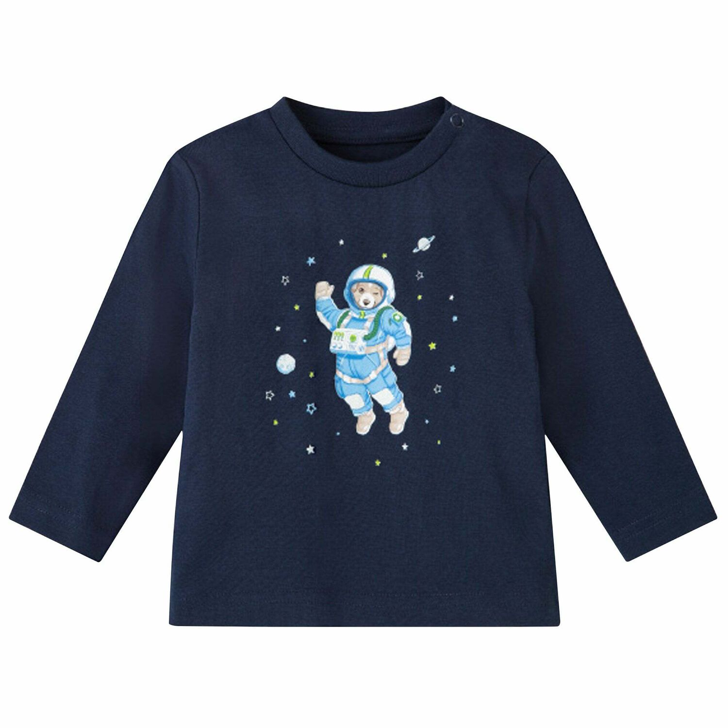 Younger Boys Navy Astronaut Long Sleeve Top, 2, hi-res