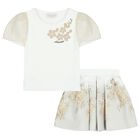 Girls White & Gold Skirt Set, 1, hi-res