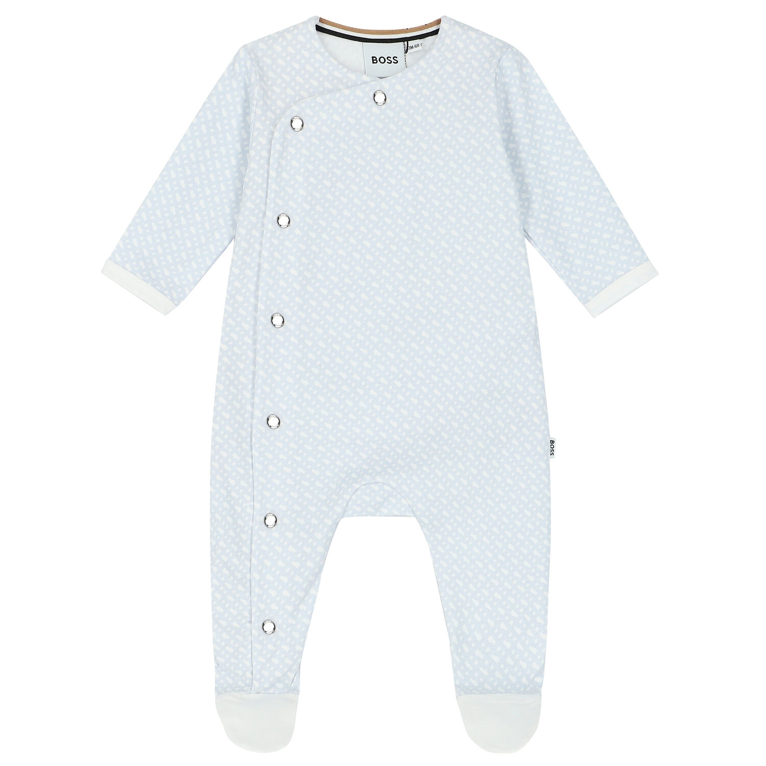 طقم أفرول وقبعة أولاد بالشعار باللون الابيض والازرق, 1, hi-res