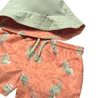 Younger Boys Orange Swim Shorts & Reversible Hat Set, 1, hi-res