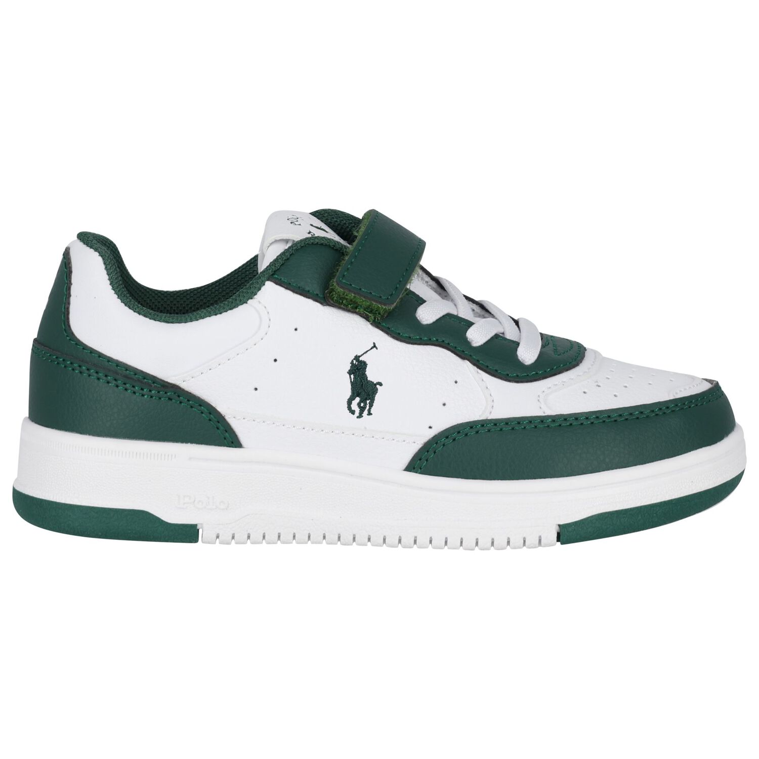 Boys White & Green Logo Trainers, 1, hi-res image number null