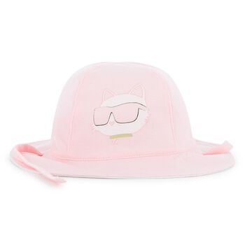 قبعة بالشعار باللون الابيض والوردى للبنات