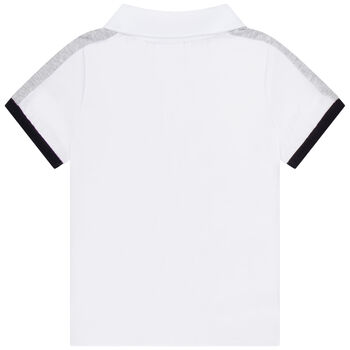 قميص بولو بالشعار باللون أبيض للأولاد