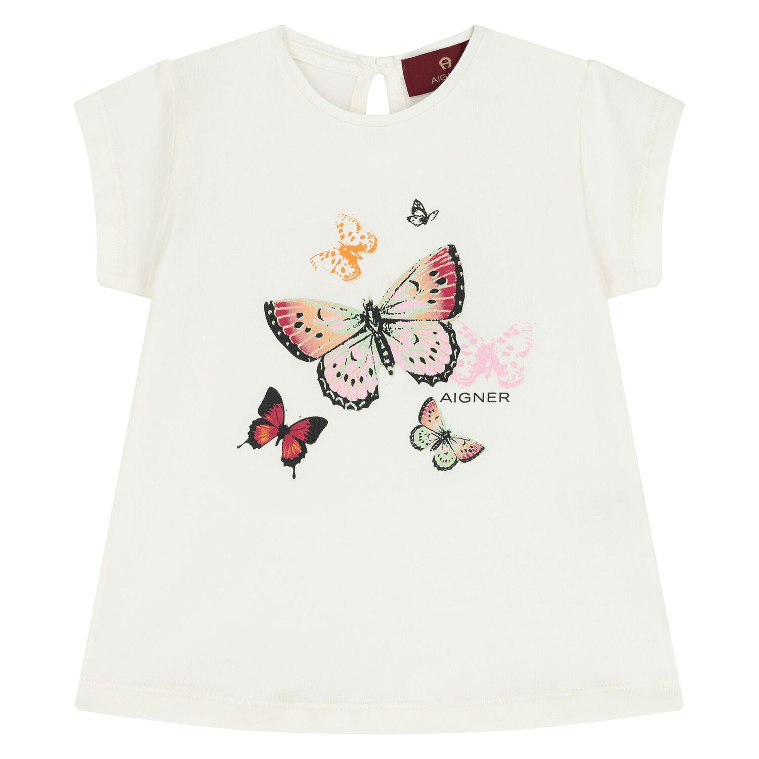 Younger Girls Ivory & Orange Butterfly Shorts Set, 1, hi-res