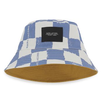 Boys Blue Check & Beige Reversible Hat