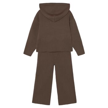 Girls Brown Knitted Trouser Set