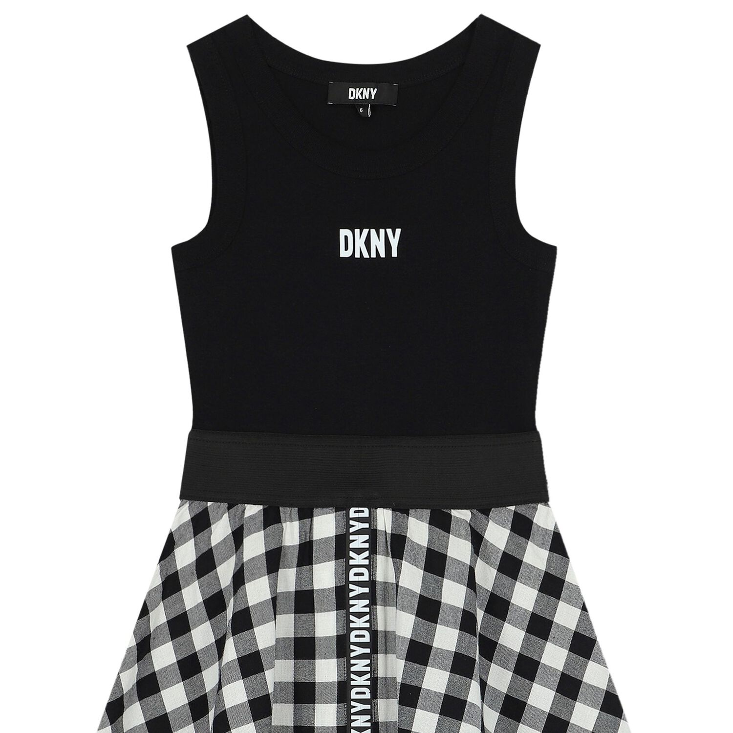 Girls Black & White Logo Dress, 1, hi-res