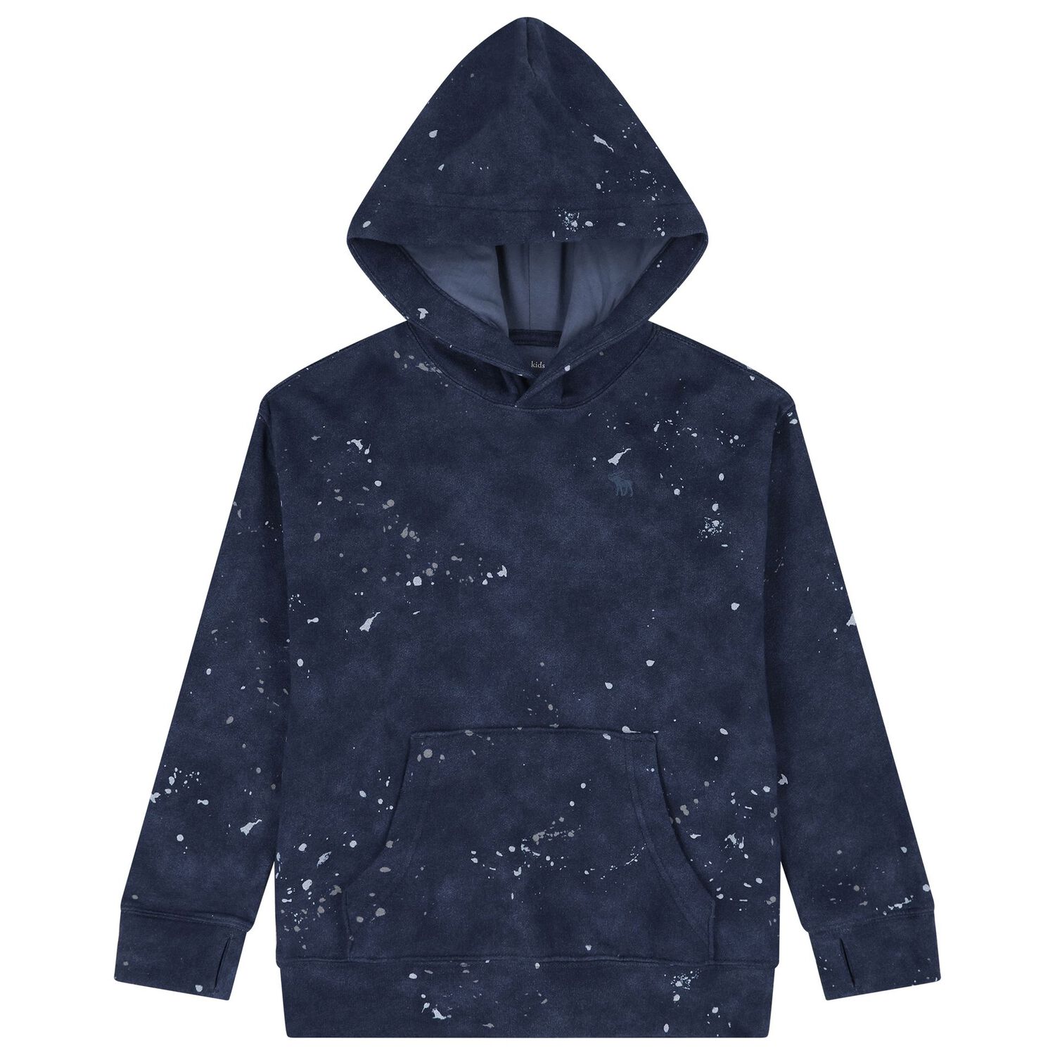 Boys Navy Blue Paint Splatter Hooded Top, 1, hi-res