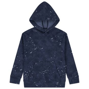 Boys Navy Blue Paint Splatter Hooded Top