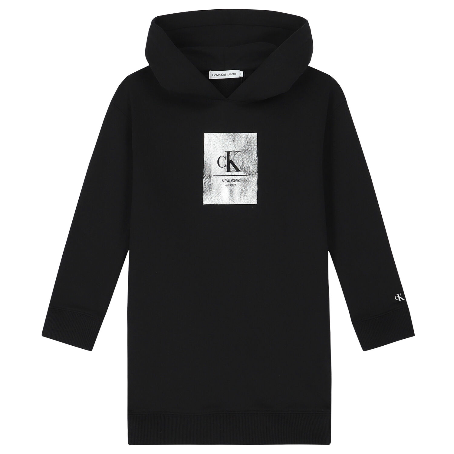Girls Black Logo Hooded Dress, 1, hi-res image number null