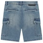 Boys Blue Denim Cargo Shorts, 1, hi-res