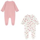 Baby Girls White & Pink Apple Babygrow ( 2-Pack ), 2, hi-res