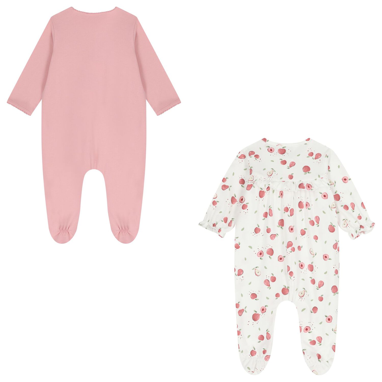 Baby Girls White & Pink Apple Babygrow ( 2-Pack ), 2, hi-res