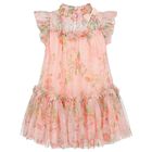 Girls Pink Rose Tulle Dress, 4, hi-res