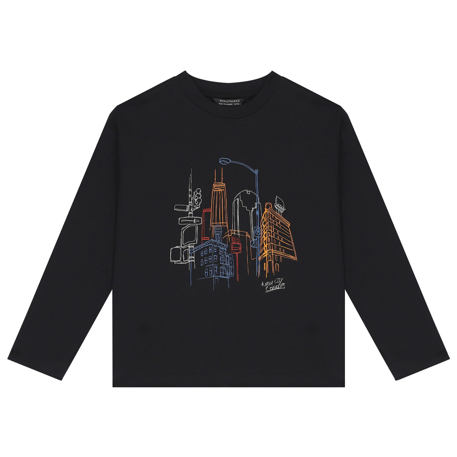 Boys Black Long Sleeve Top, 1, hi-res