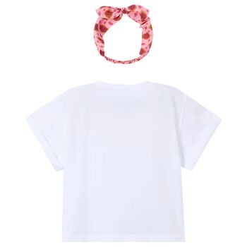 Girls White T-Shirt & Headband Set