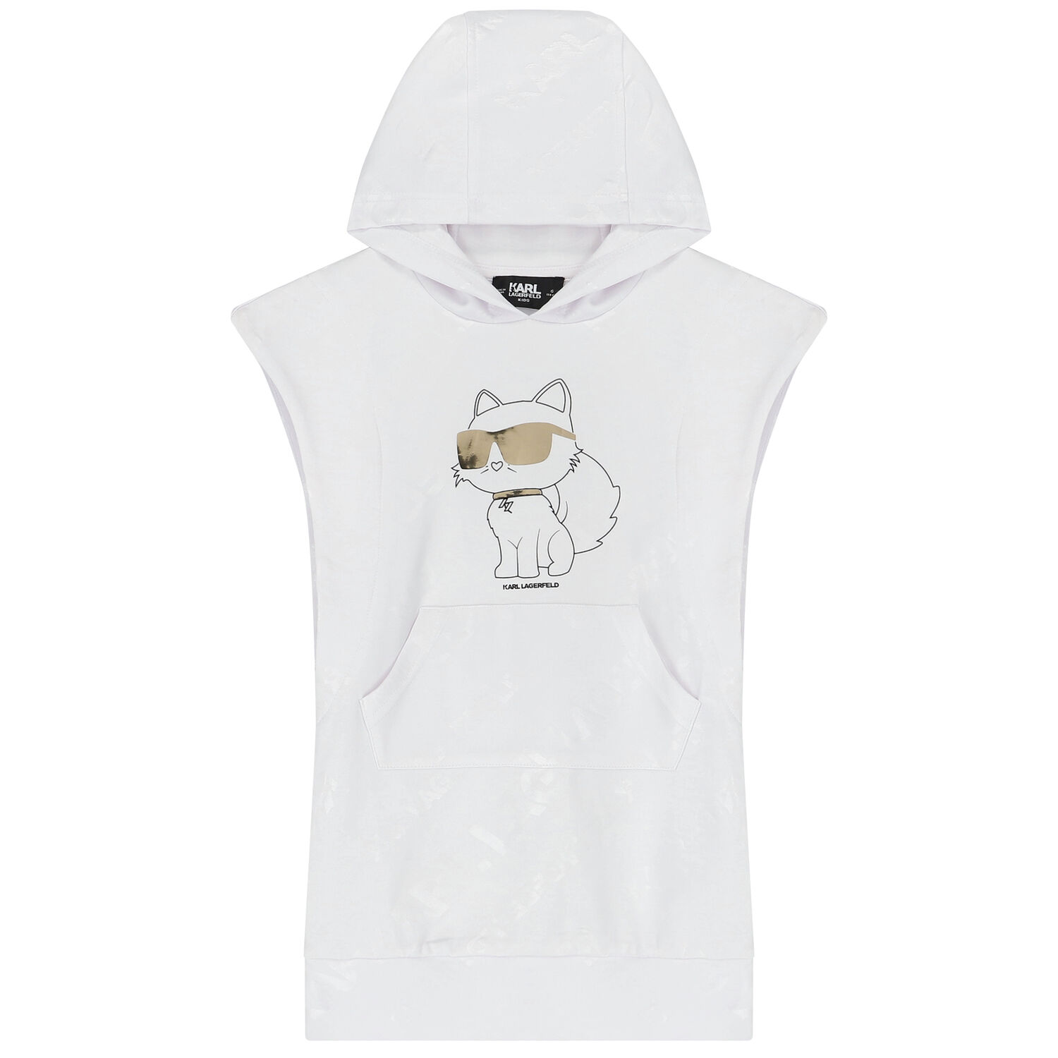 Girls White Logo Hooded Dress, 1, hi-res image number null