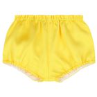 طقم بنات فستان ستان بفيونكة باللون الأصفر, 1, hi-res