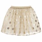Girls Gold Spotted Tulle Skirt, 1, hi-res