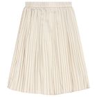 Girls Gold Logo Pleated Skirt, 1, hi-res