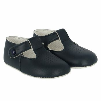 Baby Navy Leather Pre Walker Shoes