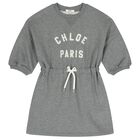 Girls Grey Logo Sweatshirt Dress, 1, hi-res