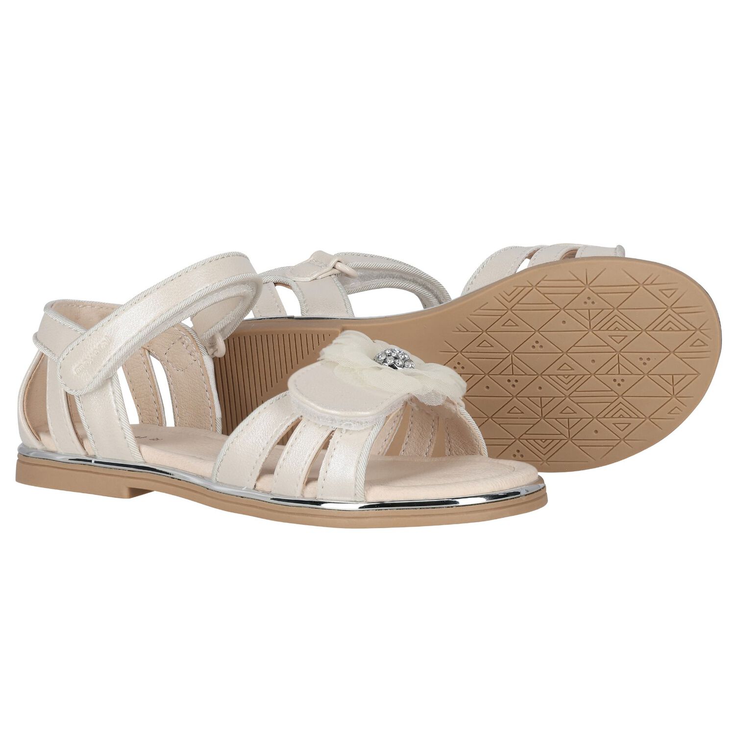 صندل بنات بطبعة الزهور باللون الأبيض , 1, hi-res image number null