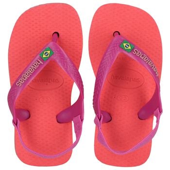 Younger Girls Pink Logo Flip Flops