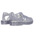 Younger Girls Silver Glitter Jelly Shoes, 1, hi-res