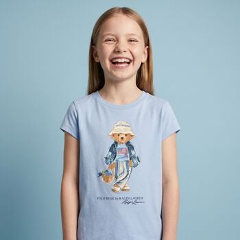 Girls Blue Polo Bear T-Shirt