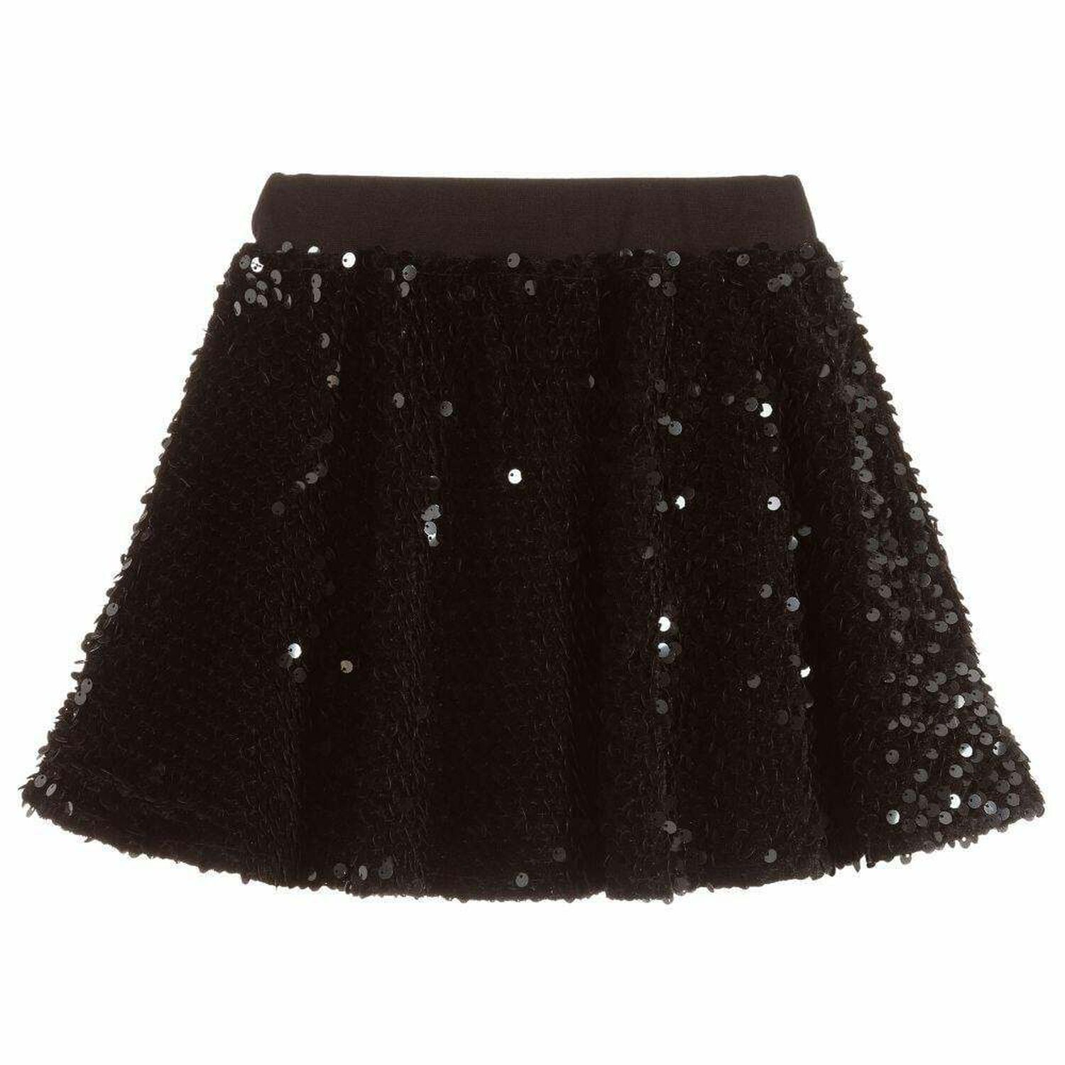 Girls Black Sequin Skirt, 1, hi-res