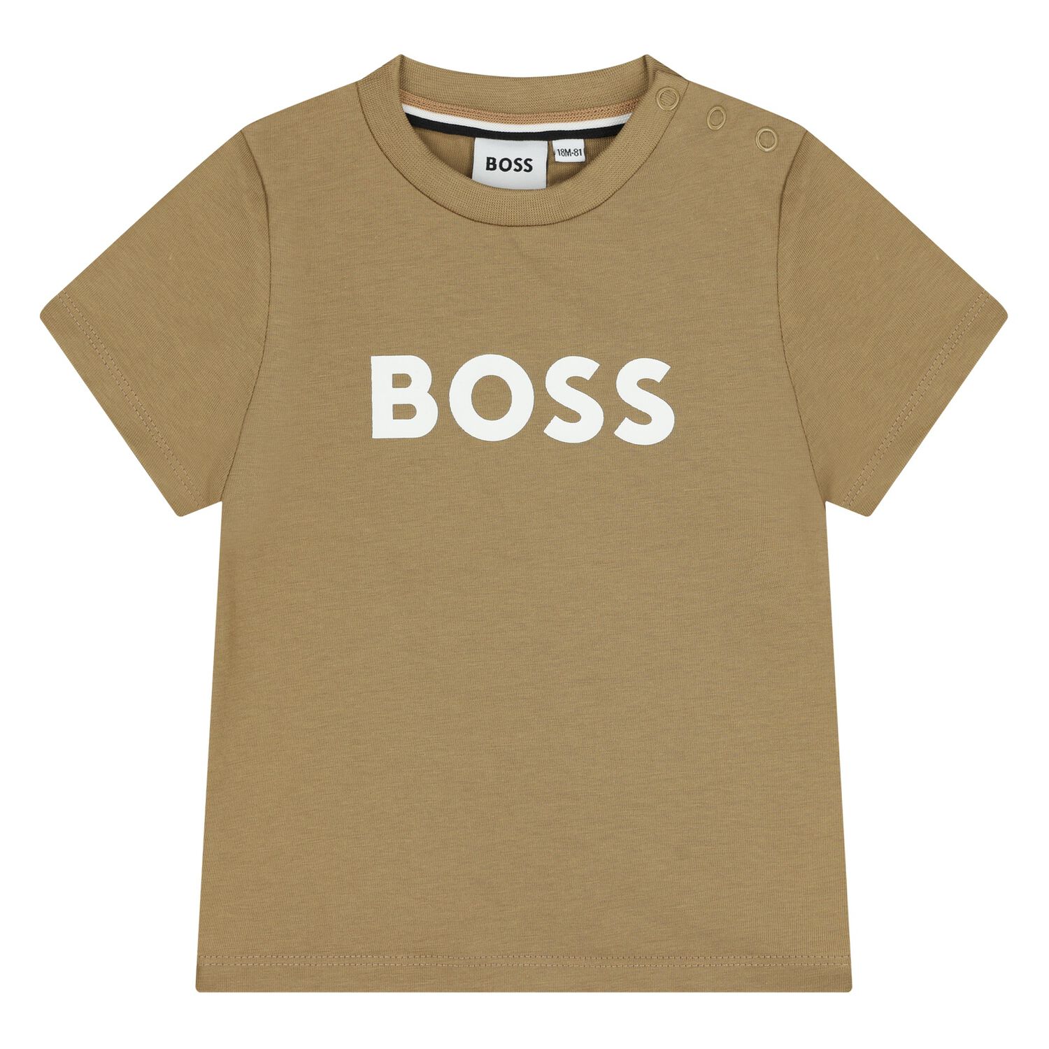 Younger Boys Mini Me Beige Logo T-Shirt, 5, hi-res