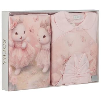 Baby Girls Pink Bunny Babygrow Gift Set