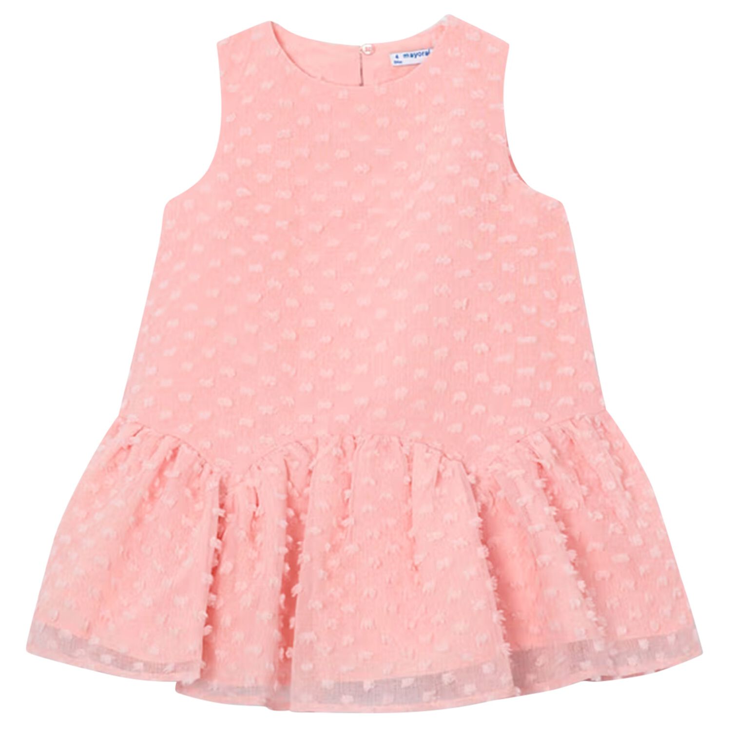 Girls Pink Sleeveless Tiered Dress, 2, hi-res