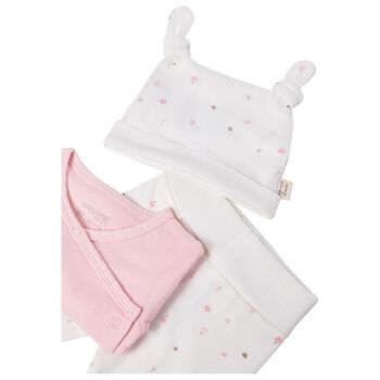 Baby Girls Ivory & Pink 2 Piece Babygrow Set