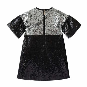 Girls Black & Silver Embellished Dress
