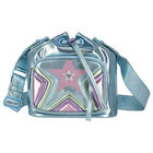 Girls Blue Metallic Faux Leather Handbag, 1, hi-res