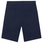 Boys Navy Blue Chino Shorts, 2, hi-res