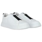 White & Black Logo Trainers, 1, hi-res