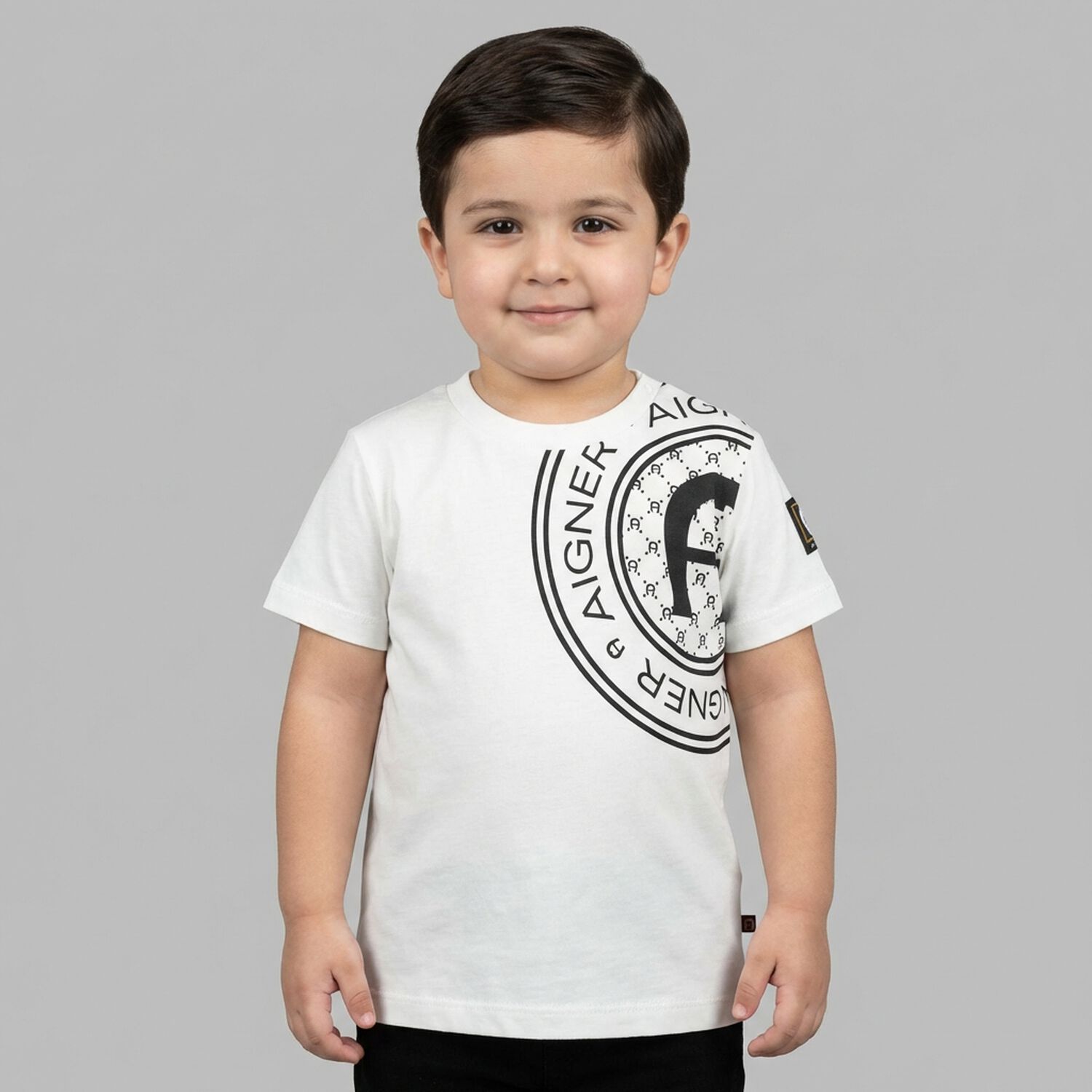 Younger Boys White Logo T-Shirt, 1, hi-res