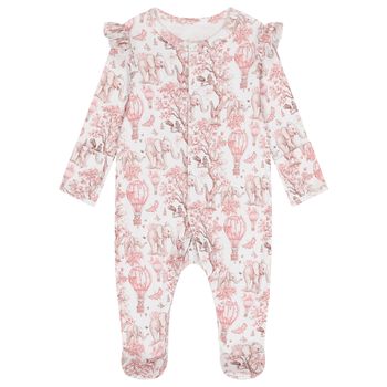 My Little Pie Baby Girls White & Pink Africa Babygrow, 1 Baby Girls White & Pink Africa Babygrow