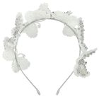 Girls White & Silver Butterfly Headband, 1, hi-res