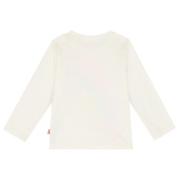Younger Girls Ivory Glitter Logo Long Sleeve Top