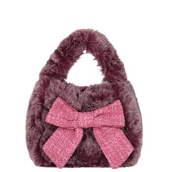 Girls Purple Faux Fur Handbag