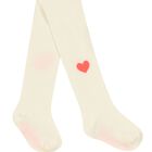 Baby Girls Ivory Heart Tights, 1, hi-res
