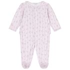 Baby Girls Pink Ribbon Stripe Bouquets Babygrow, 1, hi-res