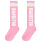 Girls Pink & White Logo Socks ( 2-Pack ), 1, hi-res