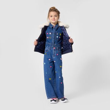 Girls Blue Wide Leg Charm Jeans