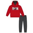 Boys Red & Grey Logo Tracksuit, 1, hi-res