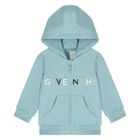 Younger Boys Blue Logo Hooded Zip Up Top, 1, hi-res